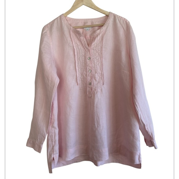 J.Jill Love Linen 100% Linen Boho Coastal Cowgirl Beachy Resort  Tunic Size L - Picture 3 of 14